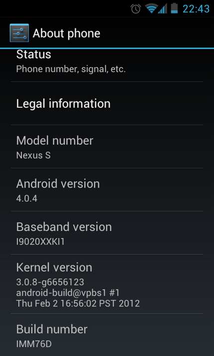 google nexus s android 4.0