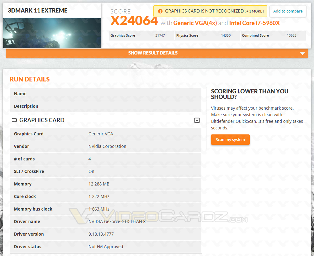 GeForce GTX TITAN 3DMark11 4 way SLI