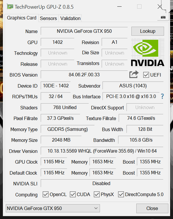 gtx 950 strix gpuz new driver