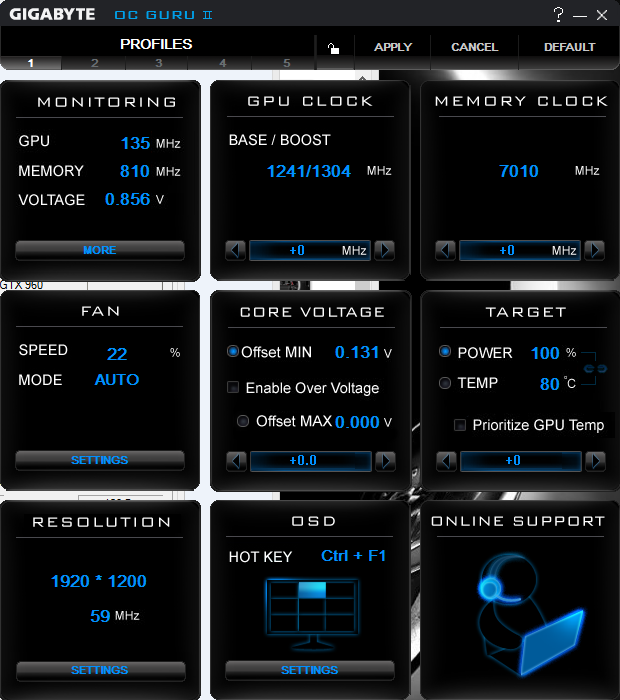 gigabzte gtx 960 g1 oc guru II