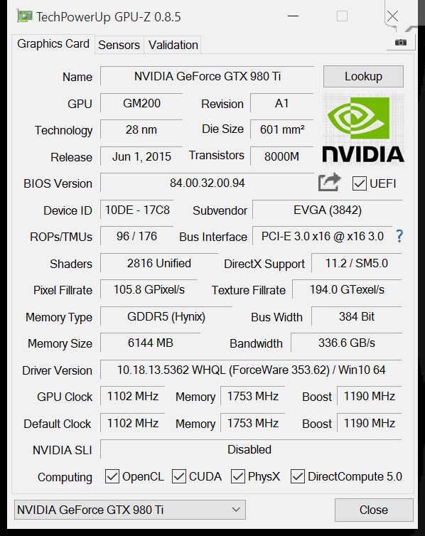 gtx 980 ti evga sc gpuz default
