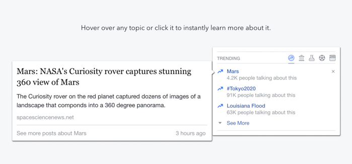 facebook news hover description