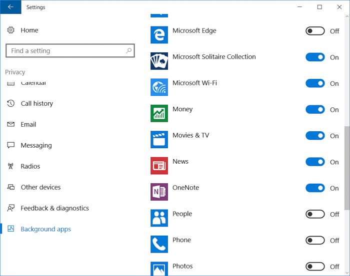windows 10 disable background apps