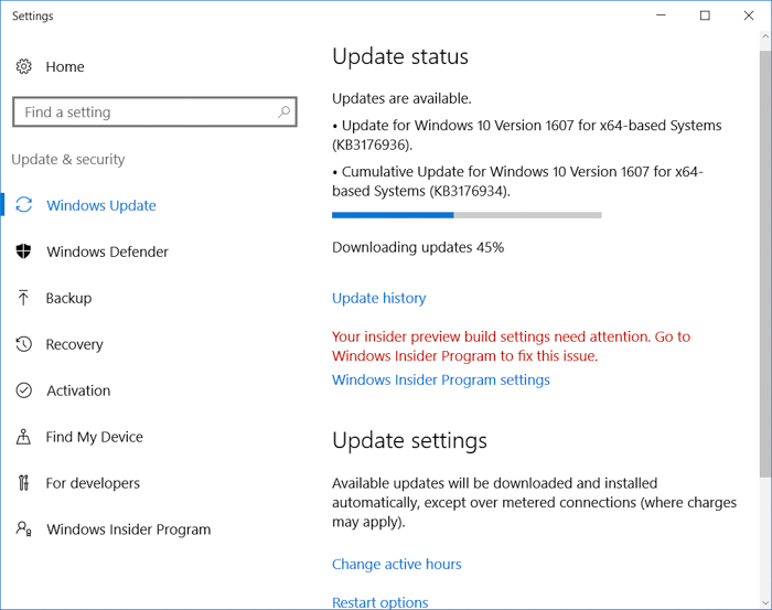 windows 10 version 1607 kb3176934