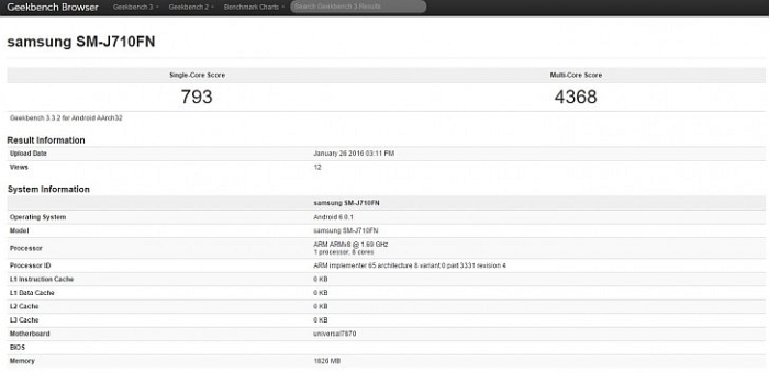 samsung galaxy j 2016 geekbench