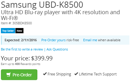 crutchfield samsung ubd k8500 preorder