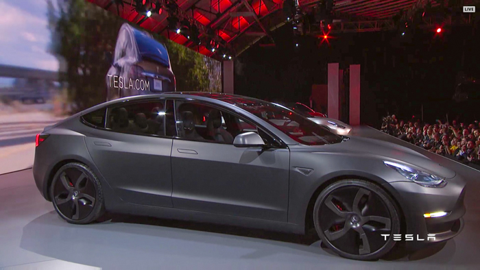 tesla model 3 unveiling gray