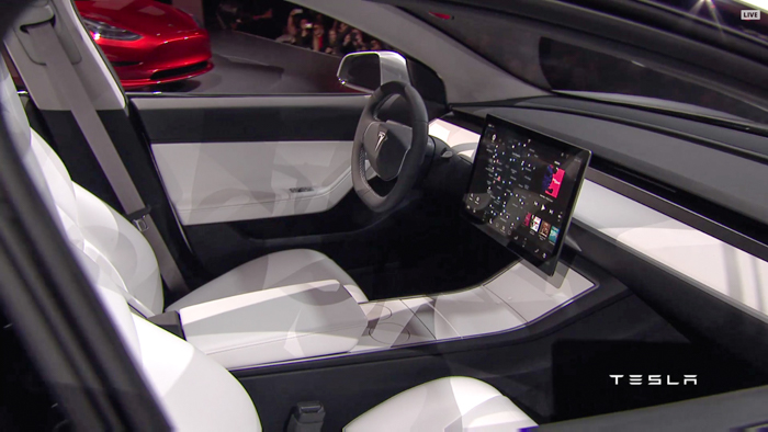 tesla model 3 unveiling interior