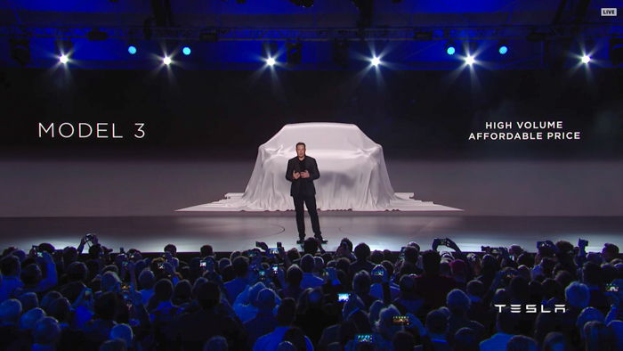 tesla model 3 unveiling