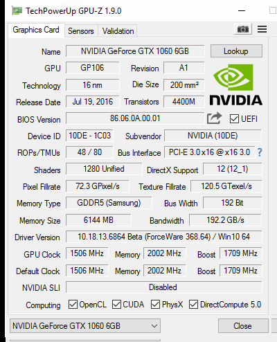 gtx 1060 gpuz