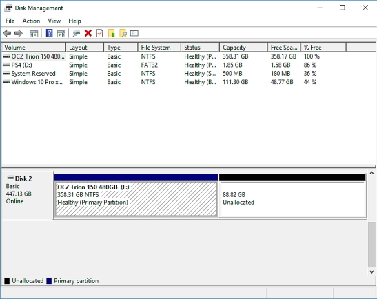 ocz trion 150 480gb over provisioning