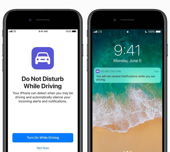 apple ios 11 do not disturb while driving