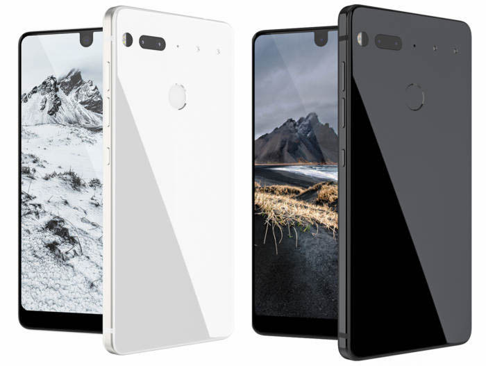 essential phone pure white black moon