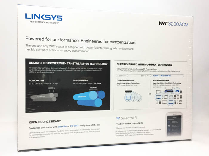 linksys wrt3200acm box rear