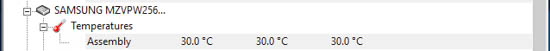 samsung sm961 idle temperature