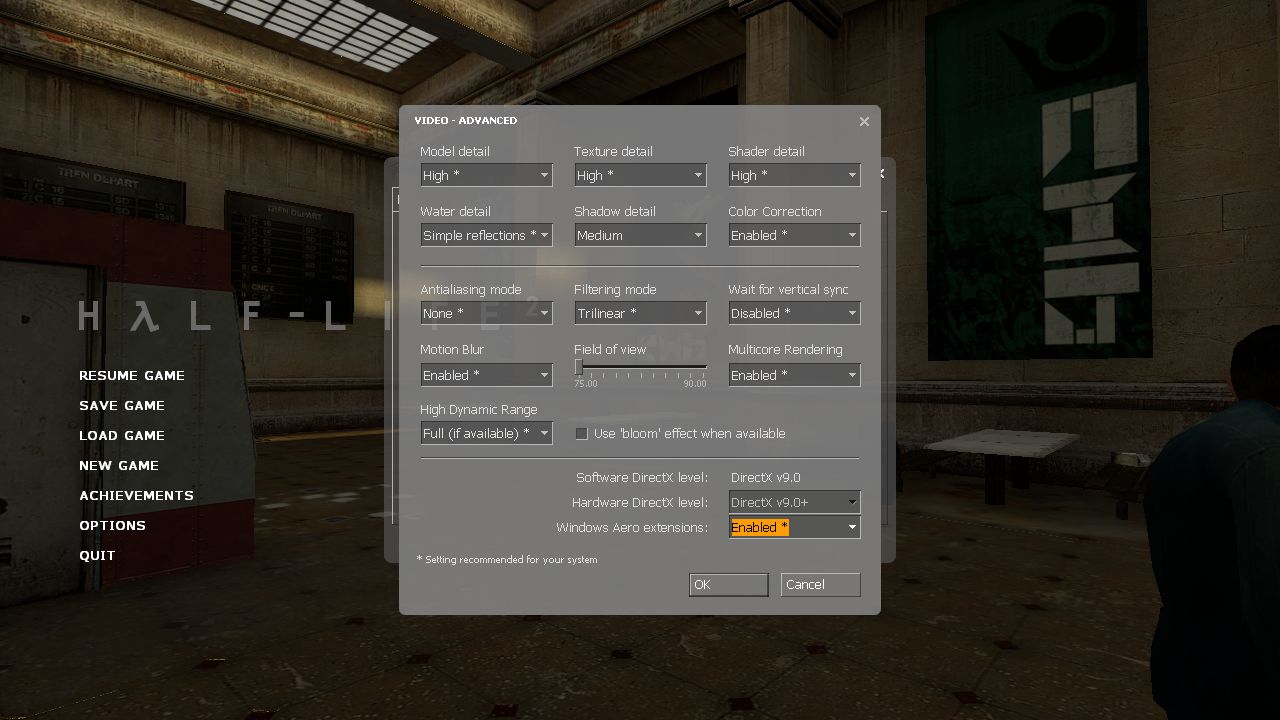 Half Life 2 settings