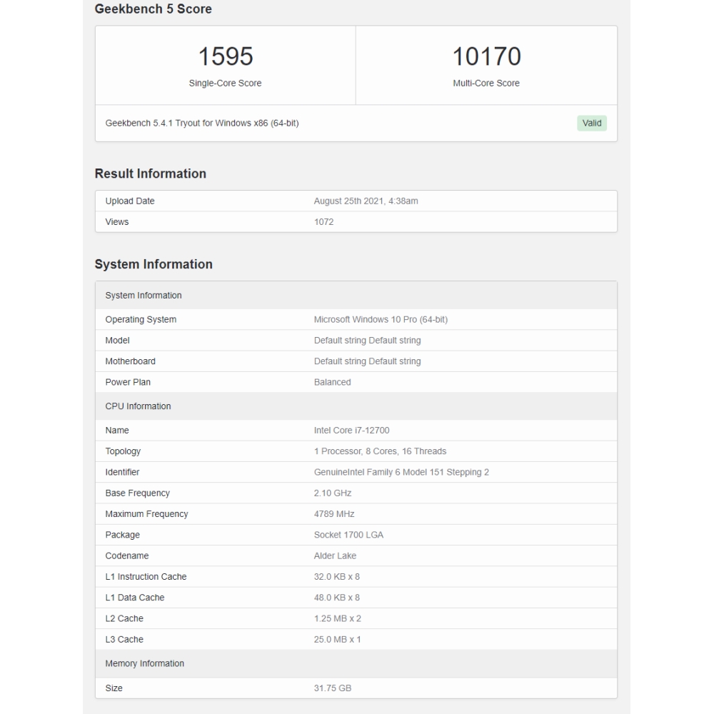 geekbench corei712700 1