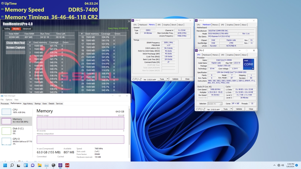 04 ddr5 7400 c36 32gbx2 for 13th gen intel