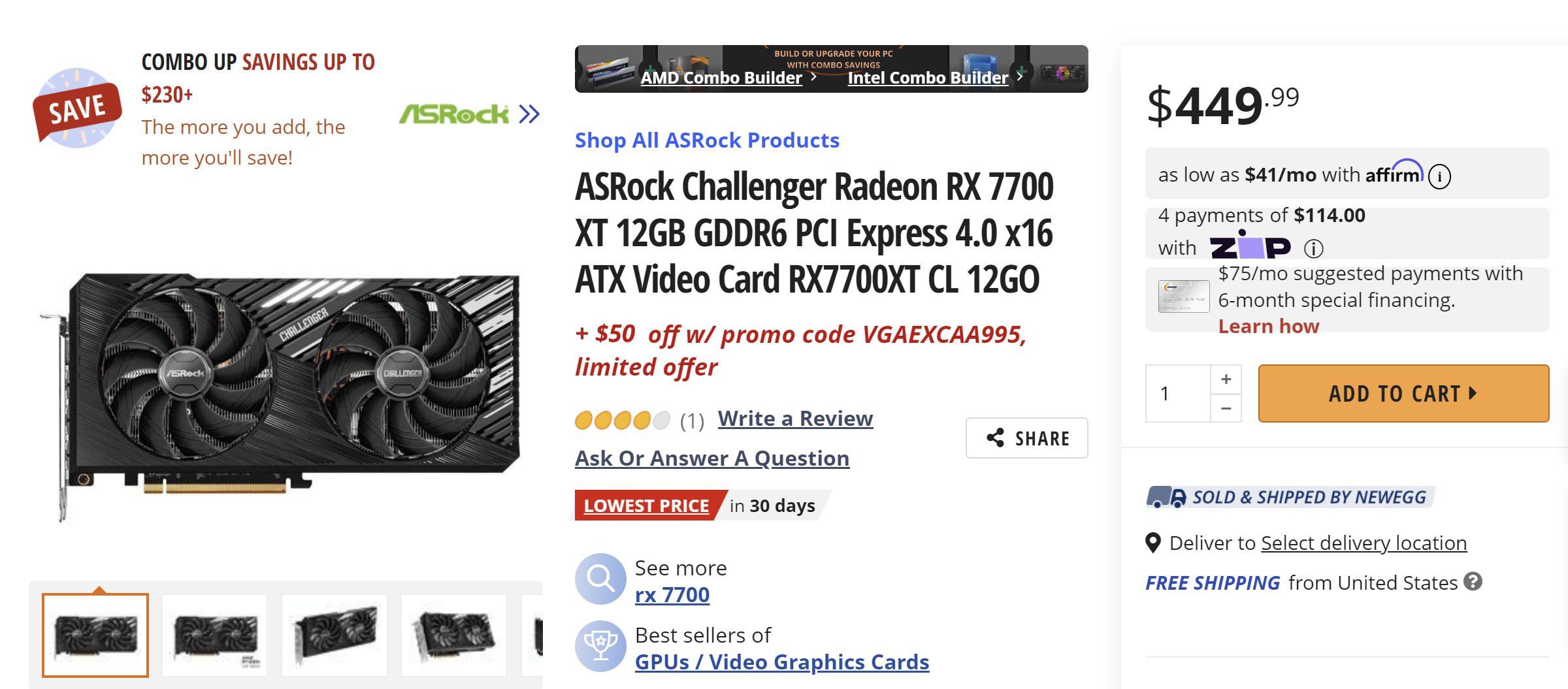 RX 7700 XT 400 USD