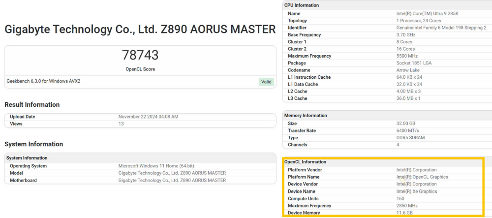 intel arcb580geekbench 1