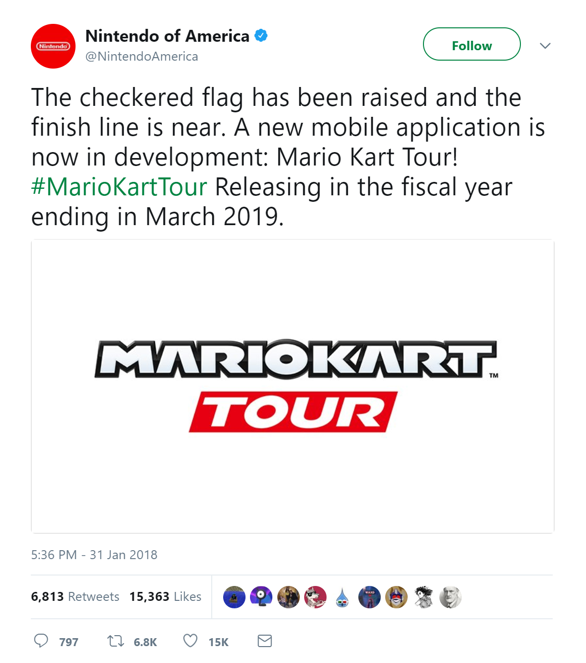 nintendo tweet mario kart mobiles