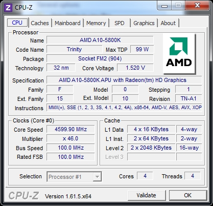 a10 5800k cpuz 4600mhz