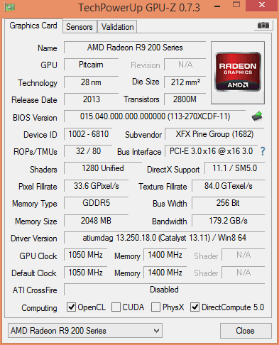 XFX DD R9 270X gpuz