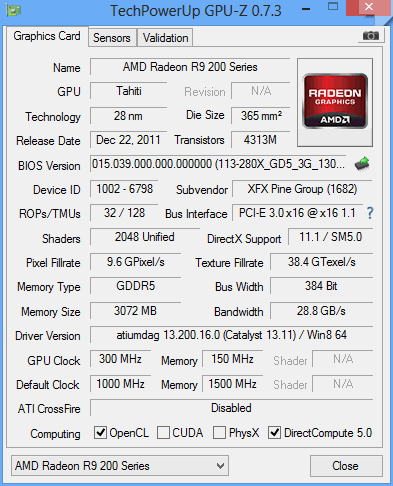 r280x dd xfx gpuz
