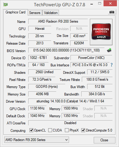 POWER COLOR r9 290  GPUZ OC
