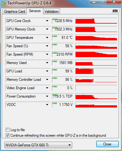 gpuz card1 load temp crysis