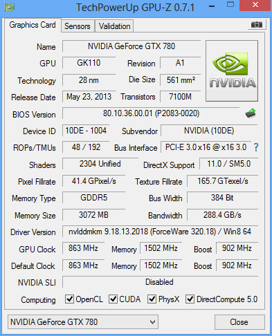gpuz gainward gtx 780