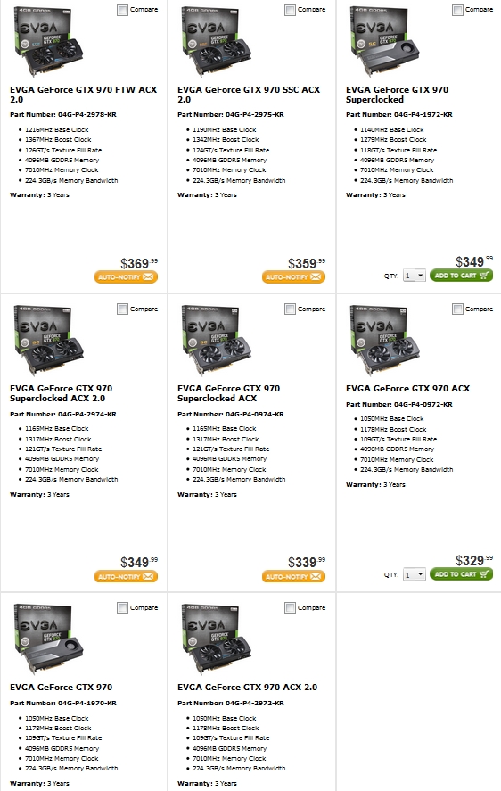 EVGA GTX 970 series