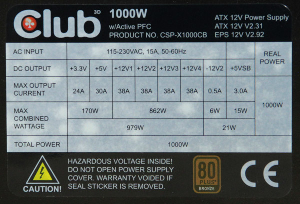 club-3d-1000W-PSU-multi-rail-design